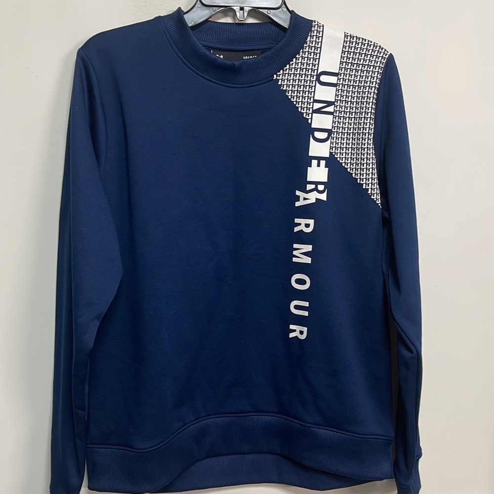 BNWT Under Armour Woman’s Big white UA Logo Sweatshirt Large Blue